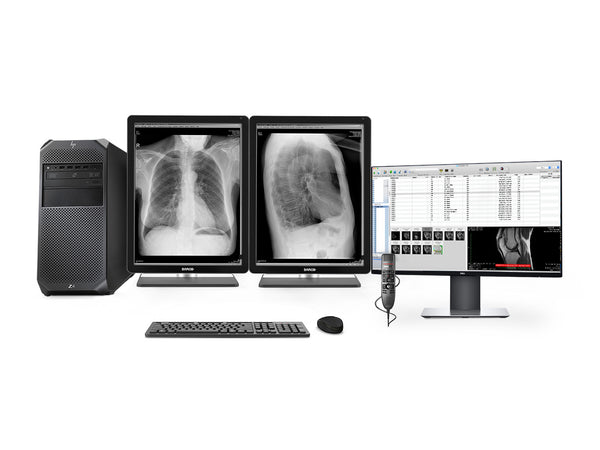 Complete PACS General Radiology Station | Barco Coronis MDCG-3221 3MP Grayscale LED Displays | HP Workstation | Dictation Mic | Worklist Monitor (3221Z4R)