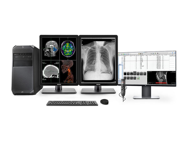 Complete PACS General Radiology Station | Barco Nio MDNC-3321 3MP Color LED Displays | HP Workstation | Dictation Mic | Worklist Monitor (3321Z4R)