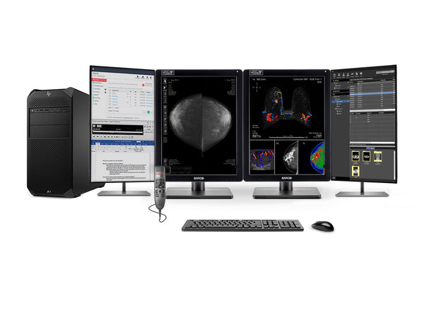 Complete Mammography Reading Station | Barco 5MP MDNC-6121 Color LED Monitors | HP Z4 G5 Workstation | Dictation Mic | Worklist Monitors (61212221)