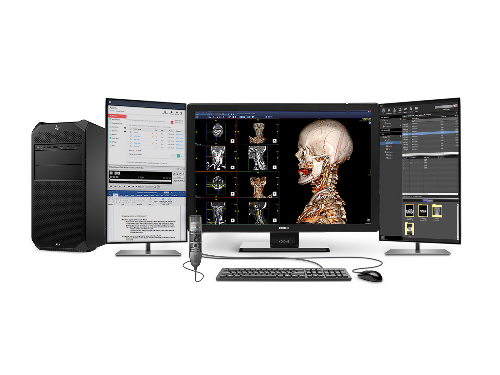 Complete PACS General Radiology Station | Barco 6MP Color LED Display | HP Z4 G5 Workstation | Dictation Mic | Worklist Monitor (6530Z4G5) Monitors.com 