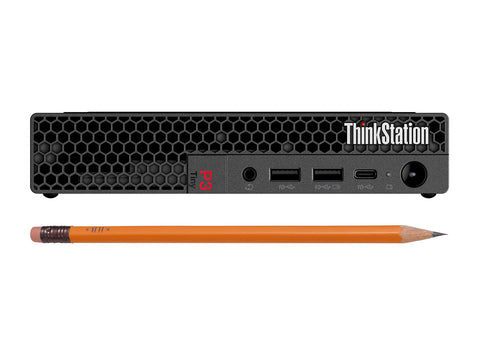 Lenovo محطة العمل الصغيرة ThinkStation P3 | Core i7-13700T @ 4.9 جيجا هرتز | 16 نواة | ذاكرة DDR5 سعة 64 جيجابايت | 1 تيرابايت NVMe SSD | كوادرو T1000 سعة 8 جيجابايت | Win10-11 برو