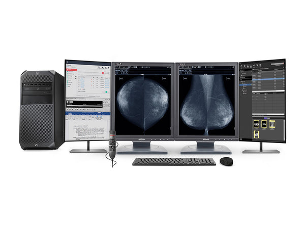 Complete Mammography Reading Station | Barco MDMG-5221 5MP Grayscale LED Monitors | HP Workstation | Dictation Mic | Worklist Monitors (5221Z42221)
