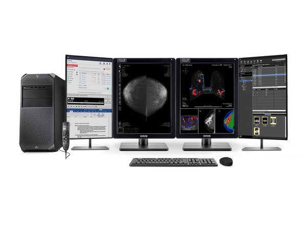 Complete Mammography Reading Station | Barco 5MP MDNC-6121 Color LED Monitors | HP Workstation | Dictation Microphone (LFH3510)| Worklist Monitors (61212321R)