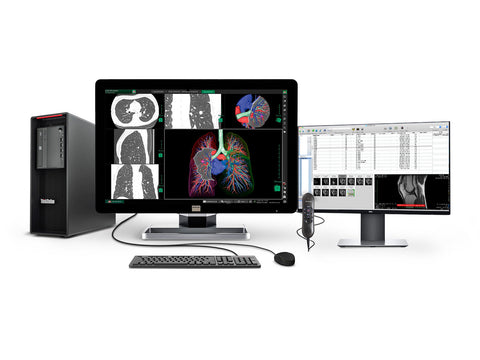 Komplette PACS-Station für allgemeine Radiologie | Barco 6MP Farb-LCD-Display | Lenovo Arbeitsplatz | Diktiermikrofon | Arbeitsvorratsmonitor (6130Z4)