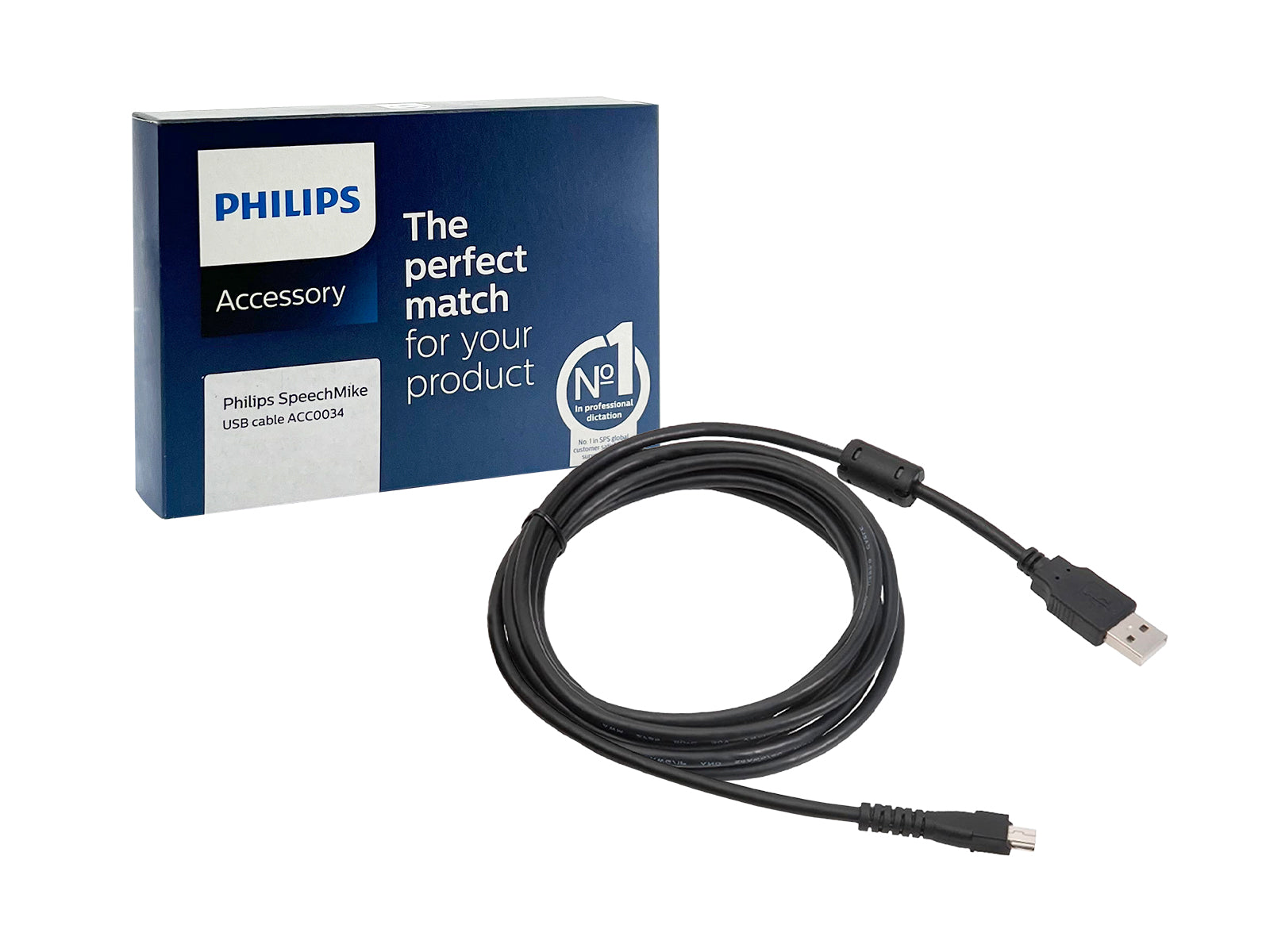 Philips Replacement USB Cable for Speechmike Microphones - 8ft | 2.4m (ACC0034) Monitors.com 